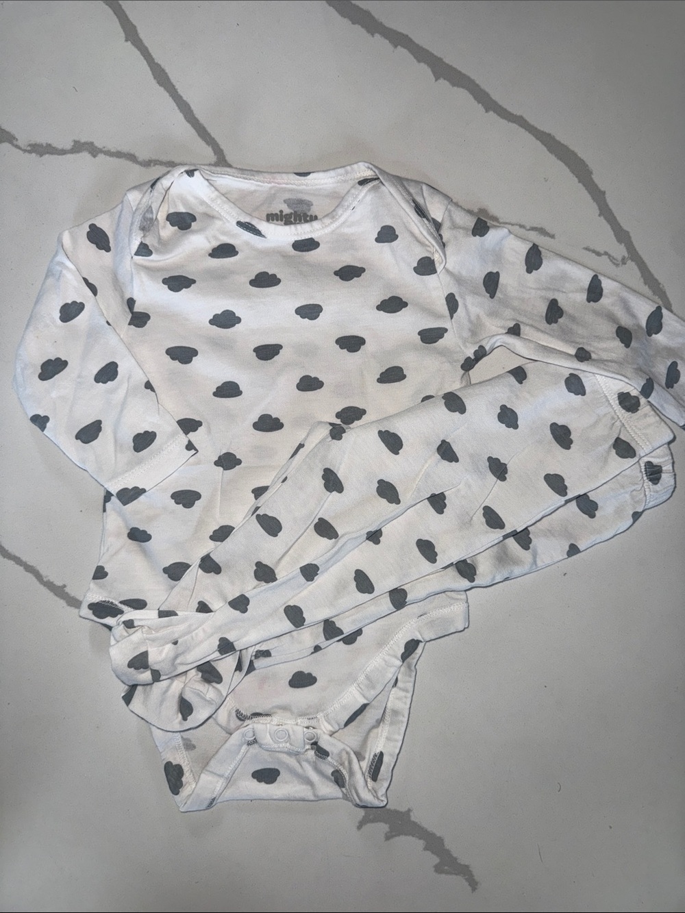 Children's Cloud Print Matching Set - White and Gray